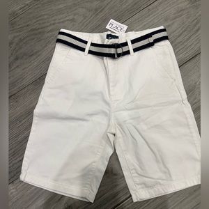 Children’s Place Boys Chino white shorts with belt, new with tag
